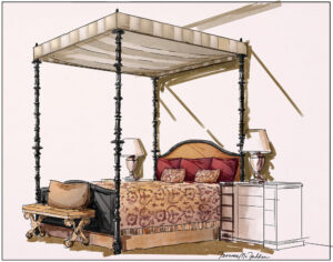 Presentation Sketch, Traditional Bed.