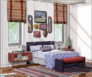 Presentation Sketch, Teen Bedroom.