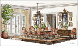 Interior Design Rendering, Traditional Dining Room
