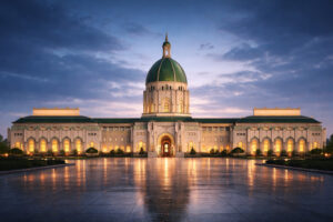 Royal Naval Academy, Casablanca — Principal Façade at Dusk