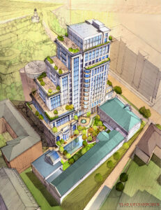Residences in Khamovniki | Conceptual Proposal – Aerial View | Moscow, Russia
