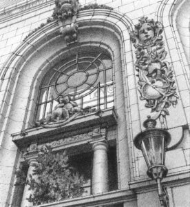 Adolphus Hotel Pencil, 6.5” x 7” Award of Excellence, Observational, AIP 36