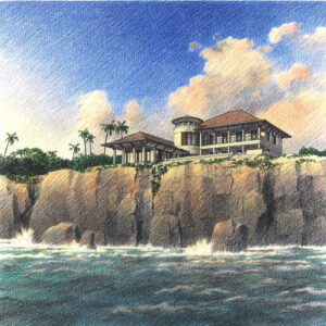 Grand Cayman House Larson and Pedigo Architects Colored pencil, 10” x 10” Designated Entry, AIP 16