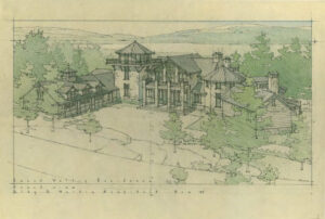 Round Valley Residence Elby S. Martin and Associates Colored pencil on yellow trace paper, 8.5” x 14.5” Award of Excellence, AIP 27